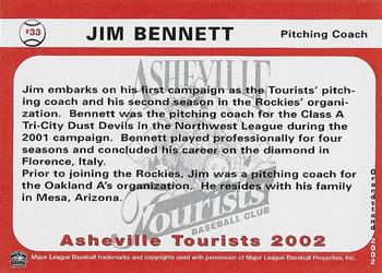 2002 Grandstand Asheville Tourists #NNO Jim Bennett Back