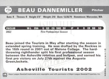 2002 Grandstand Asheville Tourists Update #NNO Beau Dannemiller Back
