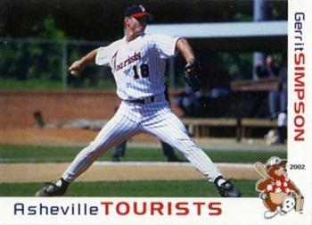 2002 Grandstand Asheville Tourists Update #NNO Gerrit Simpson Front