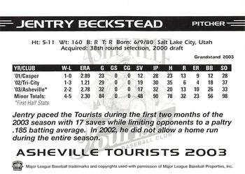 2003 Grandstand Asheville Tourists Update #NNO Jentry Beckstead Back