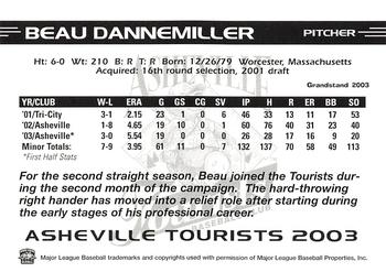 2003 Grandstand Asheville Tourists Update #NNO Beau Dannemiller Back