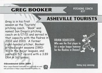 2004 Grandstand Asheville Tourists #NNO Greg Booker Back