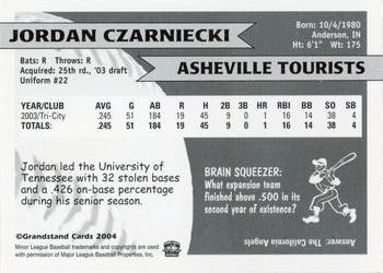 2004 Grandstand Asheville Tourists #NNO Jordan Czarniecki Back