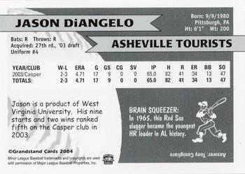 2004 Grandstand Asheville Tourists #NNO Jason DiAngelo Back
