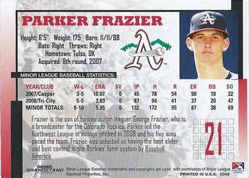 2009 Grandstand Asheville Tourists #NNO Parker Frazier Back