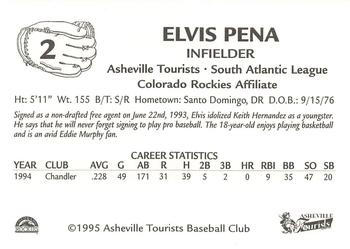 1995 Asheville Tourists #NNO Elvis Pena Back