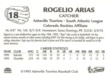 1995 Asheville Tourists #NNO Rogelio Arias Back