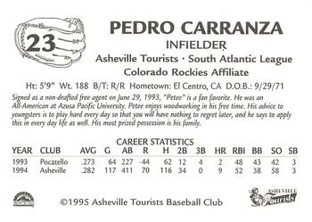 1995 Asheville Tourists #NNO Pedro Carranza Back