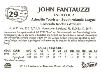 1995 Asheville Tourists #NNO John Fantauzzi Back