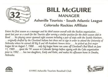 1995 Asheville Tourists #NNO Bill McGuire Back