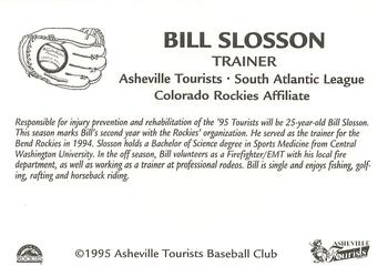 1995 Asheville Tourists #NNO Bill Slosson Back
