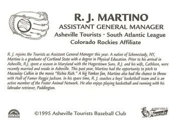 1995 Asheville Tourists #NNO R.J. Martino Back