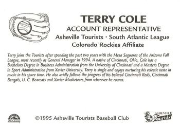 1995 Asheville Tourists #NNO Terry Cole Back