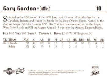 1997 Best Asheville Tourists #10 Gary Gordon Back