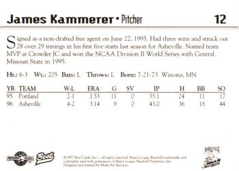 1997 Best Asheville Tourists #12 James Kammerer Back