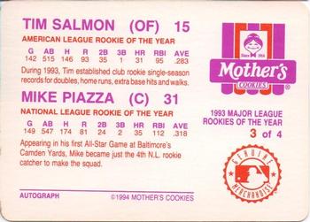 1994 Mother's Cookies Mike Piazza and Tim Salmon #3 Tim Salmon / Mike Piazza Back