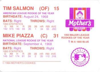 1994 Mother's Cookies Mike Piazza and Tim Salmon #NNO Tim Salmon / Mike Piazza Back