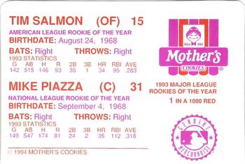 1994 Mother's Cookies Mike Piazza and Tim Salmon #NNO Tim Salmon / Mike Piazza Back