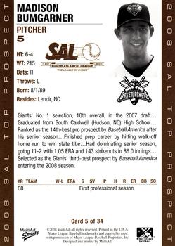 2008 MultiAd South Atlantic League Top Prospects #5 Madison Bumgarner Back