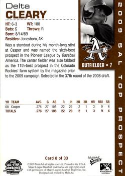 2009 MultiAd South Atlantic League Top Prospects #8 Delta Cleary Back