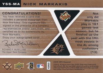 2008 SPx - Young Star Signatures #YSS-MA Nick Markakis Back