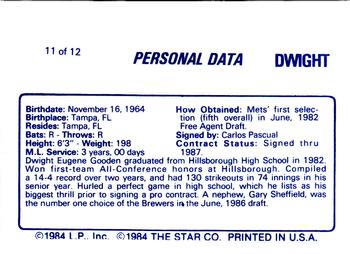 1988 Star Dwight Gooden (Blue) #11 Dwight Gooden Back