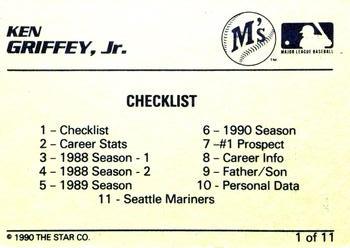 1990 Star Ken Griffey Jr. Yellow #1 Ken Griffey Jr. Back