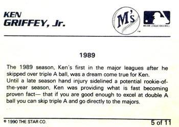 1990 Star Ken Griffey Jr. Yellow #5 Ken Griffey Jr. Back
