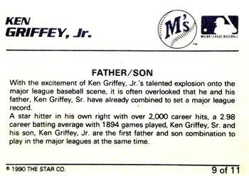 1990 Star Ken Griffey Jr. Yellow #9 Ken Griffey Jr. Back