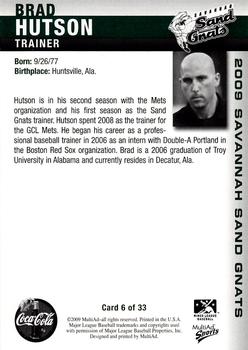 2009 MultiAd Savannah Sand Gnats #6 Brad Hutson Back
