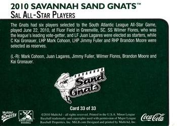 2010 MultiAd Savannah Sand Gnats #33 All Star Players Back