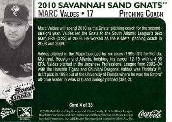 2010 MultiAd Savannah Sand Gnats #4 Marc Valdes Back