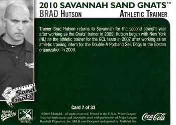 2010 MultiAd Savannah Sand Gnats #7 Brad Hutson Back