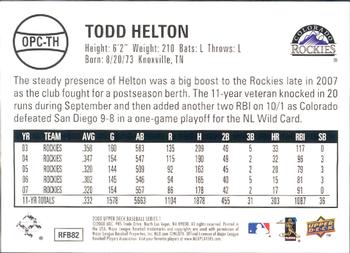 2008 Upper Deck - 1969 O-Pee-Chee Reprints #OPC-TH Todd Helton Back