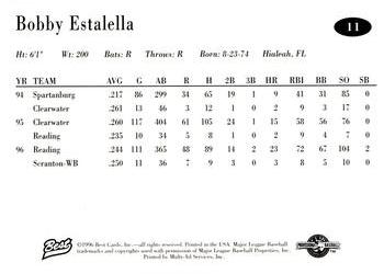1996 Best AA All-Stars #11 Bobby Estalella Back