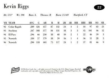 1996 Best AA All-Stars #22 Kevin Riggs Back