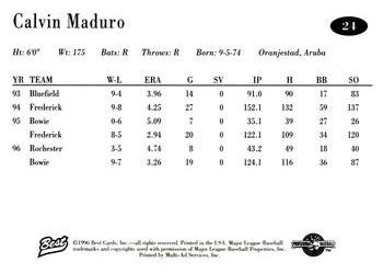 1996 Best AA All-Stars #24 Calvin Maduro Back