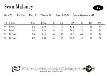 1996 Best AA All-Stars #47 Sean Maloney Back