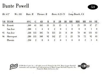 1996 Best AA All-Stars #54 Dante Powell Back
