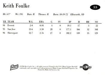 1996 Best AA All-Stars #55 Keith Foulke Back