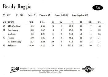 1996 Best AA All-Stars #56 Brady Raggio Back