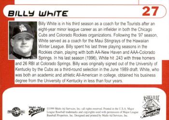 1999 Multi-Ad Asheville Tourists #27 Billy White Back