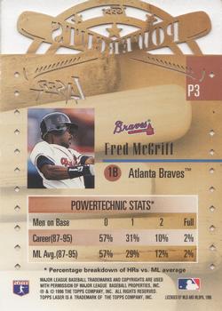 1996 Topps Laser - Power Cuts #P3 Fred McGriff Back