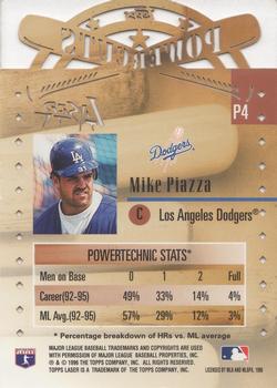 1996 Topps Laser - Power Cuts #P4 Mike Piazza Back