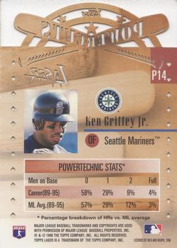 1996 Topps Laser - Power Cuts #P14 Ken Griffey Jr. Back