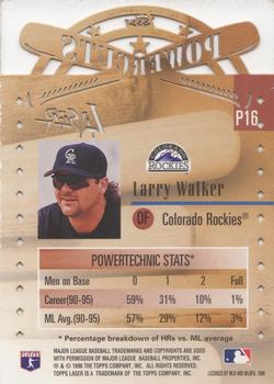 1996 Topps Laser - Power Cuts #P16 Larry Walker Back