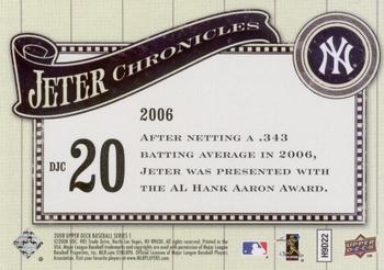 2008 Upper Deck - Derek Jeter Chronicles #DJC20 Derek Jeter Back