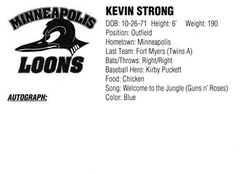 1994 Minneapolis Loons #NNO Kevin Strong Back