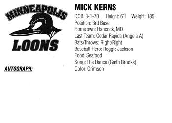 1994 Minneapolis Loons #NNO Mick Kerns Back