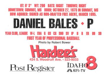 1995 Idaho Falls Braves #NNO Daniel Bales Back